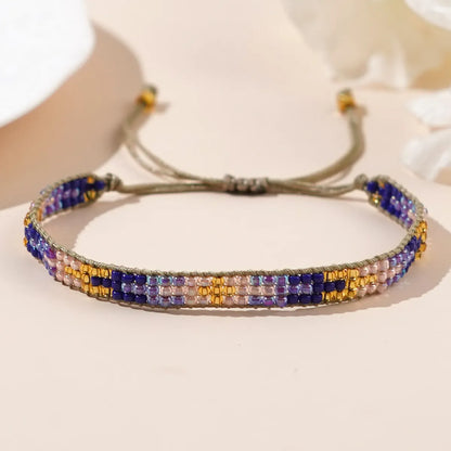 Retro Color Block Glass Glass Rope Wholesale Bracelets