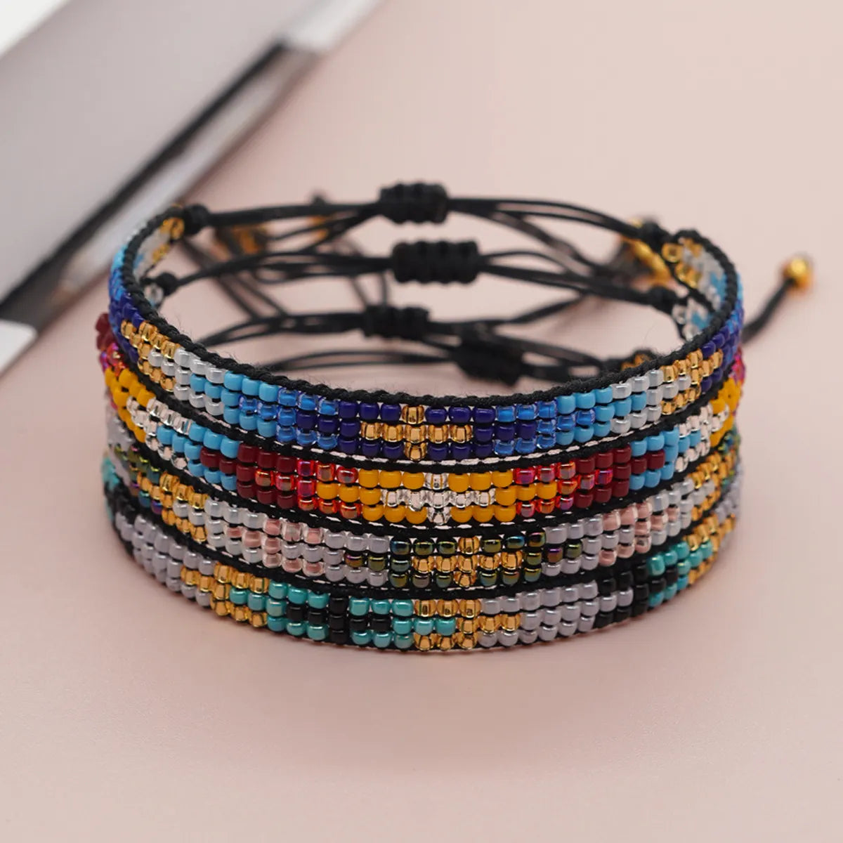 Retro Color Block Glass Glass Rope Wholesale Bracelets