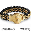 Retro Color Block Stainless Steel Pu Leather Plating 18K Gold Plated Men'S Bangle