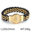 Retro Color Block Stainless Steel Pu Leather Plating 18K Gold Plated Men'S Bangle