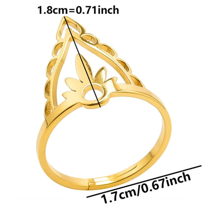 Wholesale Jewelry Retro Color Block 304 Stainless Steel 18K Gold Plated Rings