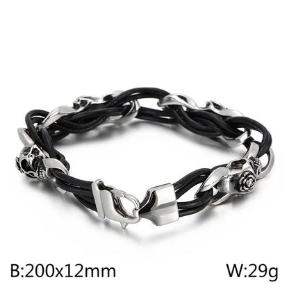 Retro Color Block Titanium Steel Braid Men'S Bangle