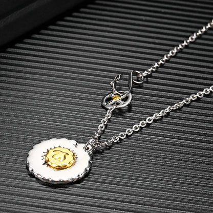 Retro Color Block 304 Stainless Steel Polishing 18K Gold Plated Men'S Pendant Necklace