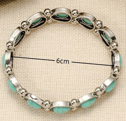 Retro Color Block Turquoise Alloy Wholesale Bangle