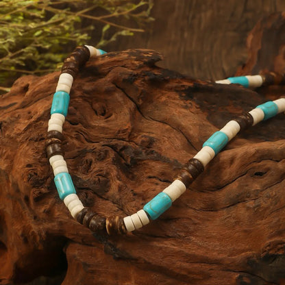 Retro Color Block Wood Beaded Women'S Necklace