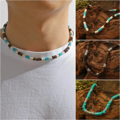 Retro Color Block Wood Beaded Women'S Necklace