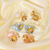 Retro Color Flower Geometric Style Pearl Earrings For Women Stainless Steel 18K Gold Vacuum Plated In Furnace