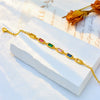 Retro Color Long Diamond Chain Geometric Titanium Steel Bracelet With Electroplating For Women