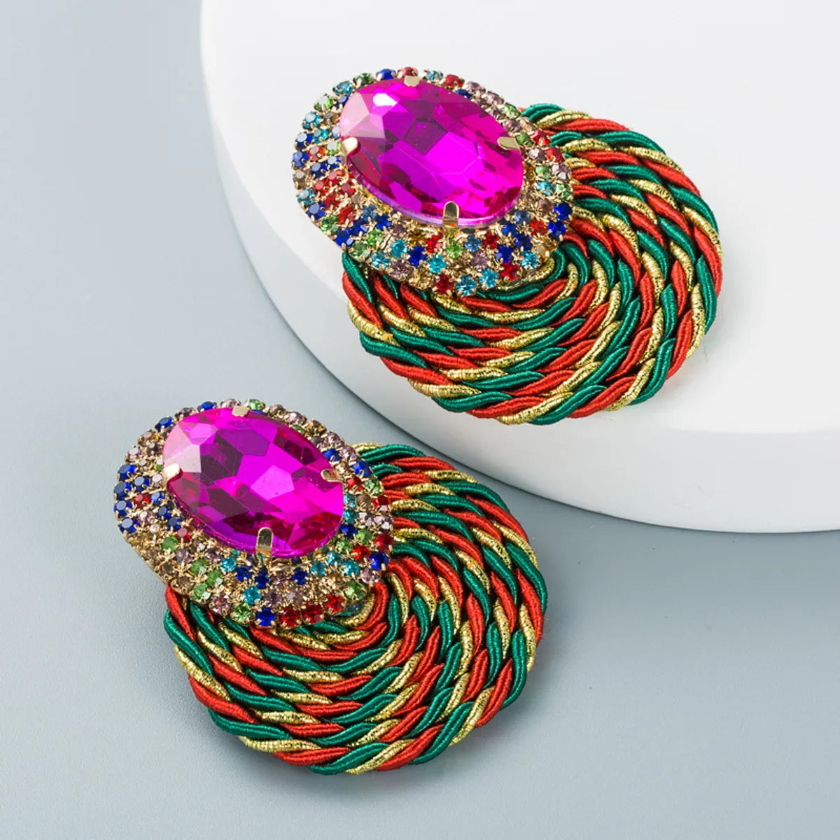 Fashion Geometric Diamond Alloy Artificial Gemstones Earrings