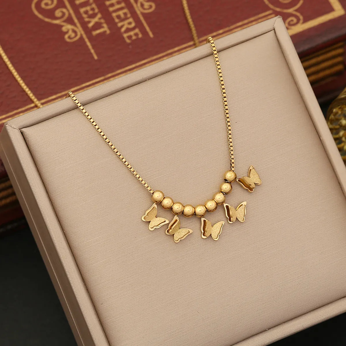 Retro Commute Butterfly Stainless Steel Plating Pendant Necklace