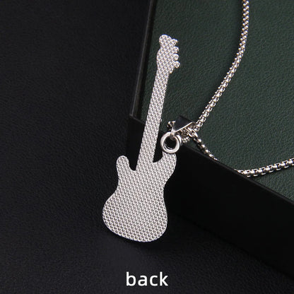 Retro Commute Guitar Maple Leaf Stainless Steel Alloy Enamel Unisex Pendant Necklace