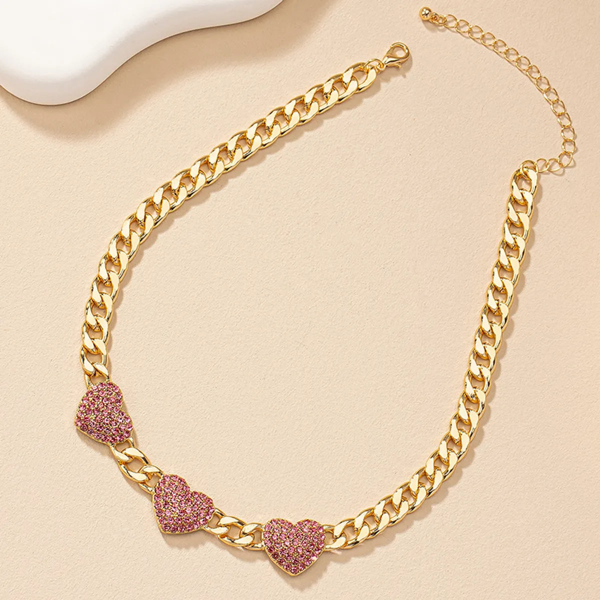 Retro Commute Heart Shape Alloy Inlay Rhinestones Women's Necklace