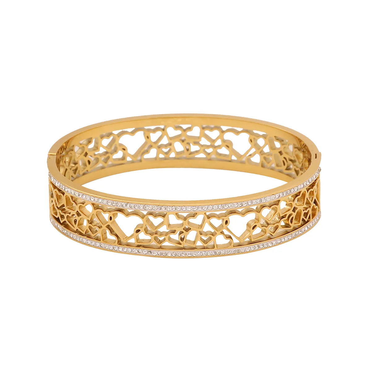 Retro Commute Life Tree Flower 304 Stainless Steel 18K Gold Plated Zircon Bangle In Bulk