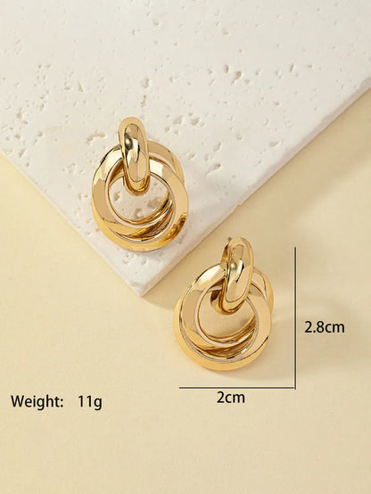 Retro Commute Round Solid Color Alloy Plating Women's Ear Studs