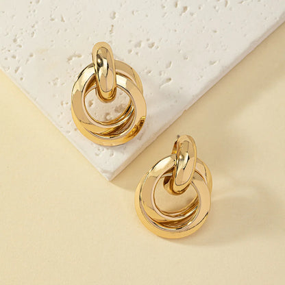 Retro Commute Round Solid Color Alloy Plating Women's Ear Studs