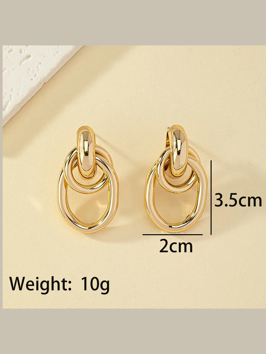 Retro Commute Round Solid Color Alloy Plating Women's Ear Studs