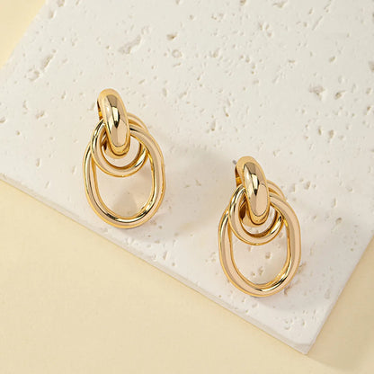 Retro Commute Round Solid Color Alloy Plating Women's Ear Studs