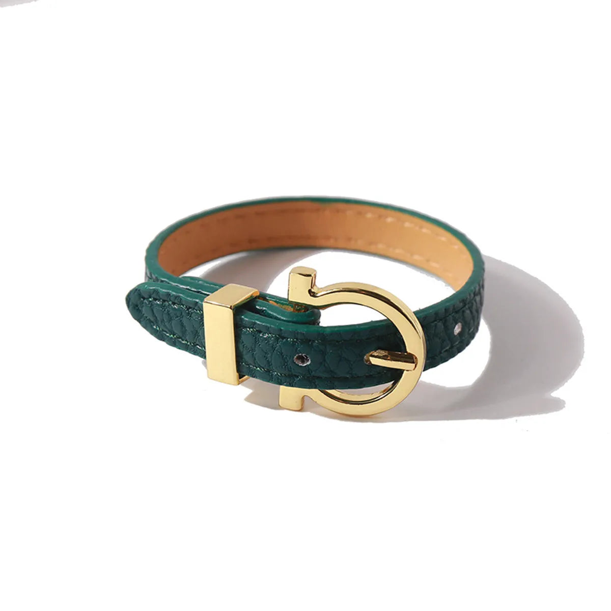 Retro Commute Solid Color Pu Leather Alloy Plating Women'S Bangle