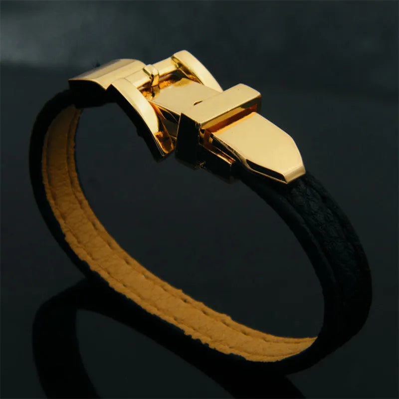 Pu Leather Copper Retro Commute Plating Solid Color Wristband