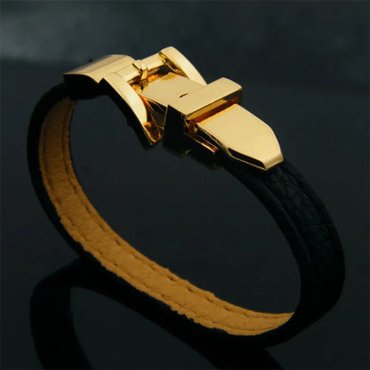 Pu Leather Copper Retro Commute Plating Solid Color Wristband