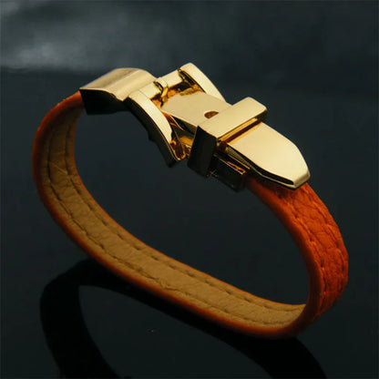 Pu Leather Copper Retro Commute Plating Solid Color Wristband