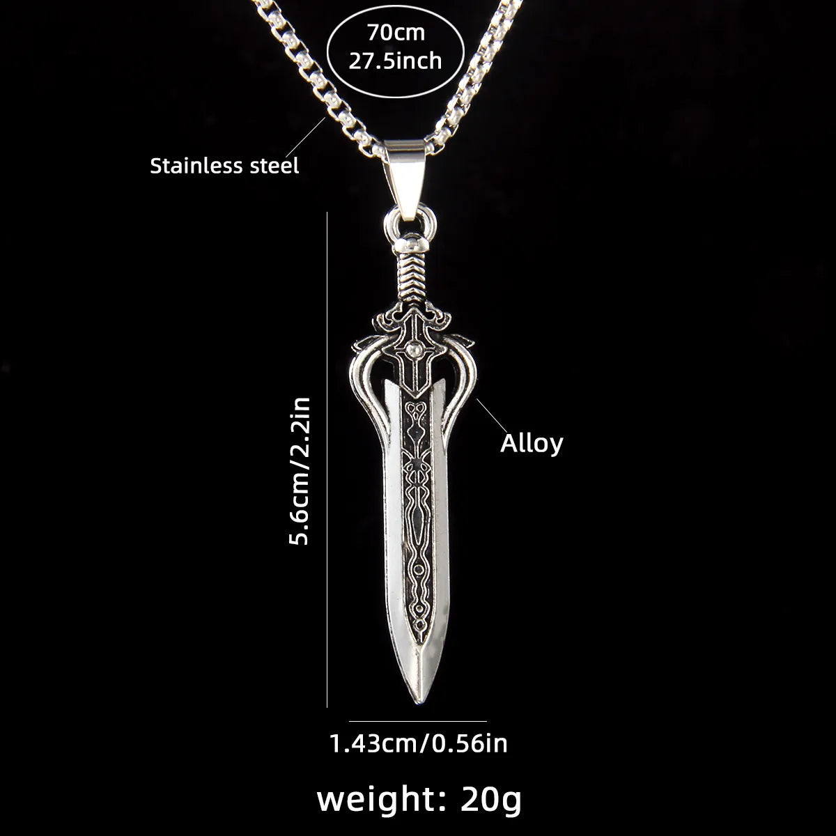 Retro Commute Sword 201 Stainless Steel Zinc Alloy Unisex Pendant Necklace