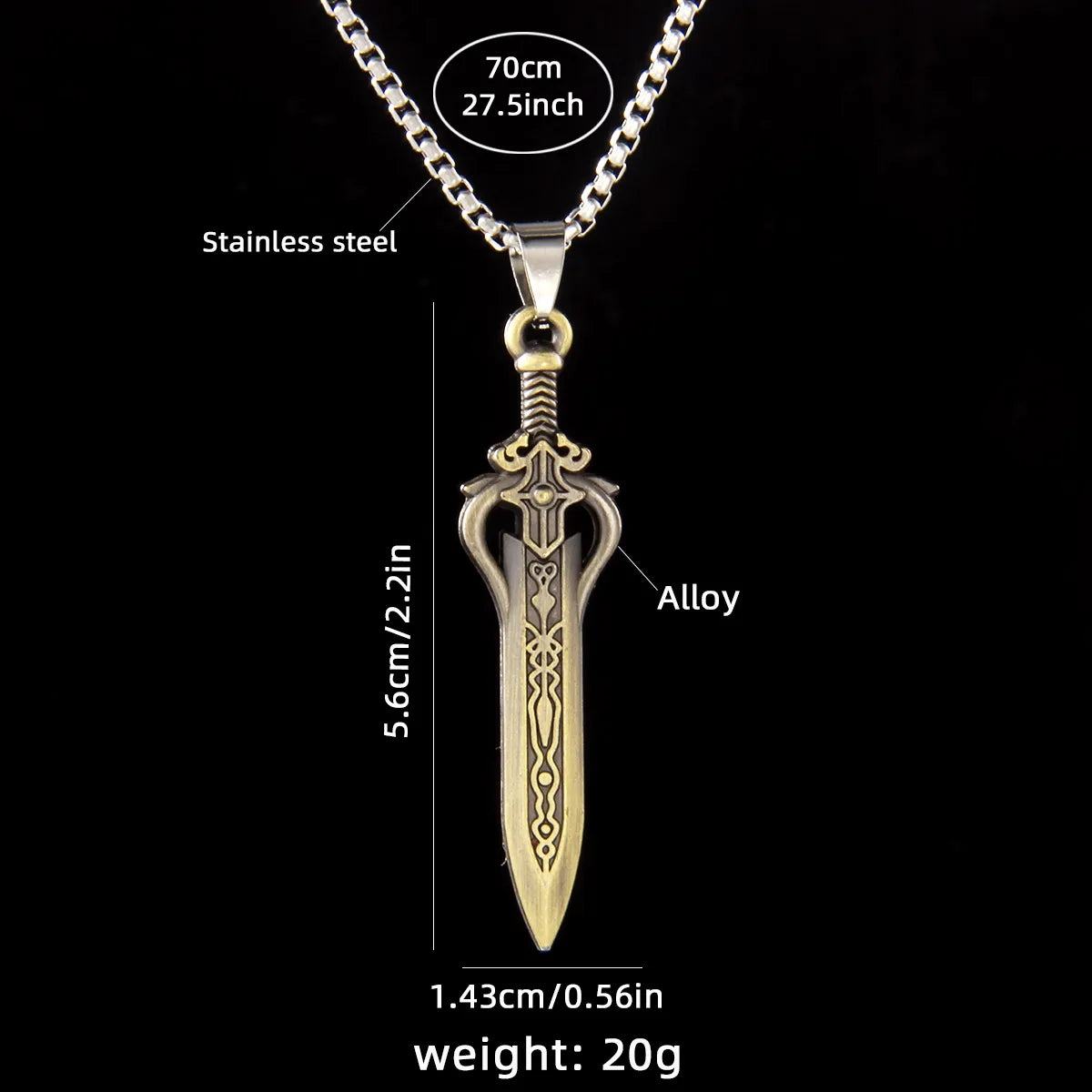 Retro Commute Sword 201 Stainless Steel Zinc Alloy Unisex Pendant Necklace