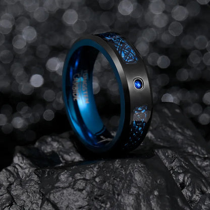 Retro Constellation 304 Stainless Steel Enamel Rhinestones Blue Plating Men'S Rings