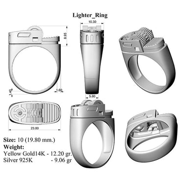 Retro Cool Style Lighter Solid Color Alloy Plating Unisex Rings