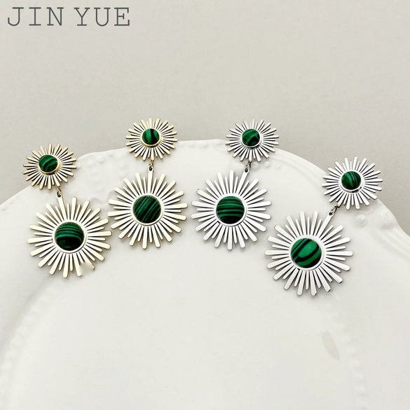 Retro Cool Style Stainless Steel Electroplated Women's Sun Earrings