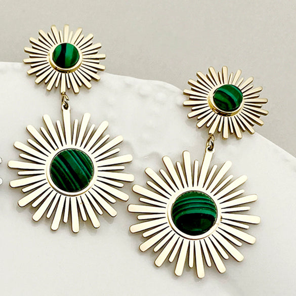 Retro Cool Style Stainless Steel Electroplated Women's Sun Earrings