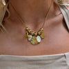 Retro Copper Bead Pendant Pearl Love Flower Necklace Electroplated
