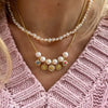 Retro Copper Bead Pendant Pearl Love Flower Necklace Electroplated