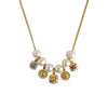 Retro Copper Bead Pendant Pearl Love Flower Necklace Electroplated