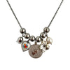 Retro Copper Bead Pendant Pearl Love Flower Necklace Electroplated