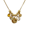 Retro Copper Bead Pendant Pearl Love Flower Necklace Electroplated