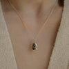 Retro Copper Jewelry With Oval Shape And Geometric Pattern Ochain For Pet Photo Album