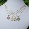 Retro Copper Oval Pendant Necklace With Mixed Gemstone Setting And Electroplated Water Wave Chain Geometric Style Accessory