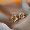 Retro Copper Sunflower Earrings For Women Three Dimensional Floral Design With Electroplated Elegant Light Luxury Texture