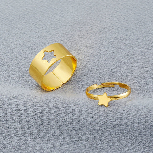 Retro Couple's Ring In Same Style Hollow Airplane Love Ring Opening Adjustable Alloy Jewelry With Geometric Pattern Electroplated For Women