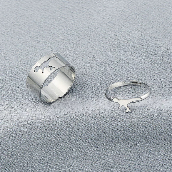 Retro Couple's Ring In Same Style Hollow Airplane Love Ring Opening Adjustable Alloy Jewelry With Geometric Pattern Electroplated For Women