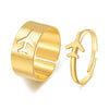 Retro Couple's Ring In Same Style Hollow Airplane Love Ring Opening Adjustable Alloy Jewelry With Geometric Pattern Electroplated For Women