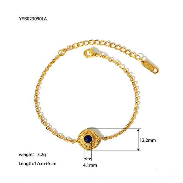 Retro Court Style Titanium Steel Women's Bracelet With Geometric Pattern Pvd Furnace Vacuum Real Gold Plated