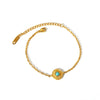 Retro Court Style Titanium Steel Women's Bracelet With Geometric Pattern Pvd Furnace Vacuum Real Gold Plated