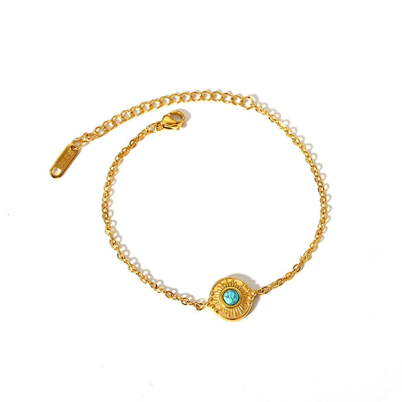 Retro Court Style Titanium Steel Women's Bracelet With Geometric Pattern Pvd Furnace Vacuum Real Gold Plated