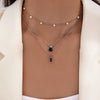 Retro Creative Multi Layer O Chain Necklace With Imitation Grandmother Blue And Green Pearls Micropaved For Women Made Of Alloy