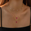 Retro Creative Multi Layer O Chain Necklace With Imitation Grandmother Blue And Green Pearls Micropaved For Women Made Of Alloy