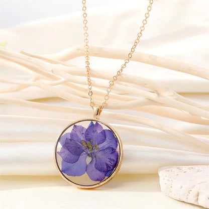 Retro Creative Round Resin Dried Flower Necklace