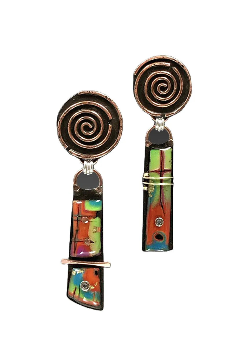 Retro Creative Spiral Colored Glass Earrings Bohemian Personalized Earrings