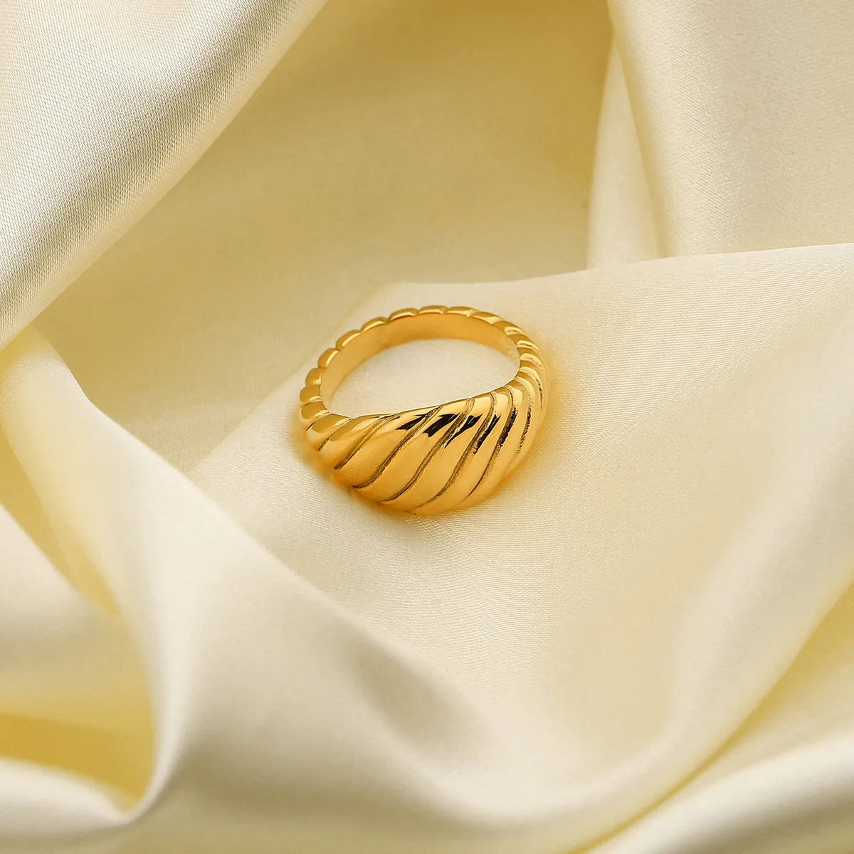 Vintage Croissant Stainless Steel Ring